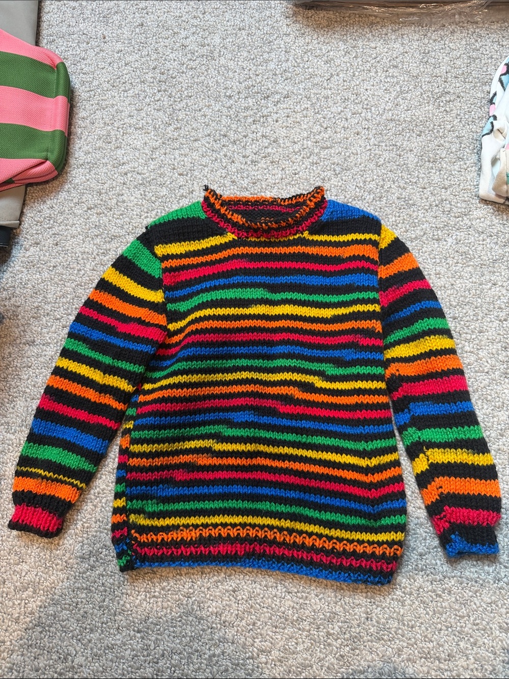 Handmade Kids Rainbow Striped Knit Sweater